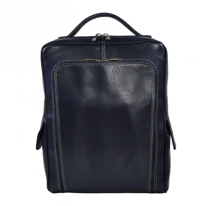 Rucsac unisex, din piele naturala moale, model 236, Bleumarin mat [2]
