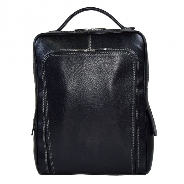 Rucsac unisex, din piele naturala moale, model 236, Negru mat [2]