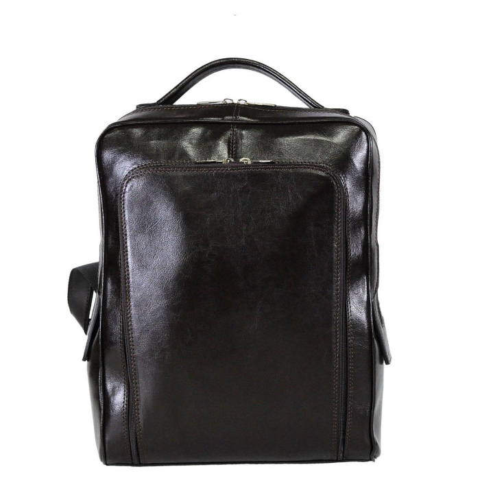Rucsac unisex, din piele naturala, model 236, Maro inchis [2]