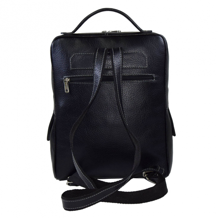 Rucsac unisex, din piele naturala moale, model 236, Negru mat [3]