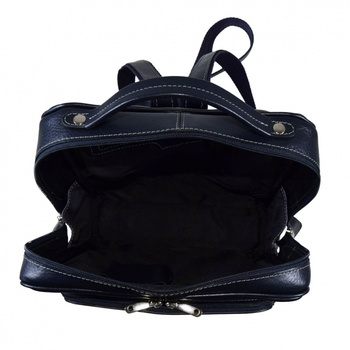 Rucsac unisex, din piele naturala moale, model 236, Bleumarin mat [5]