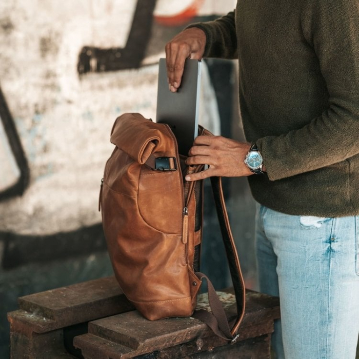 Rucsac unisex, piele naturala, The Chesterfield Brand, Liverpool, Maro coniac [2]
