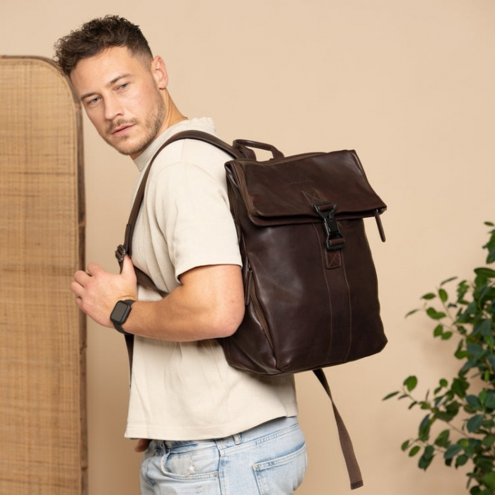 Rucsac unisex din piele naturala, The Chesterfield Brand, Savona, Maro inchis [1]