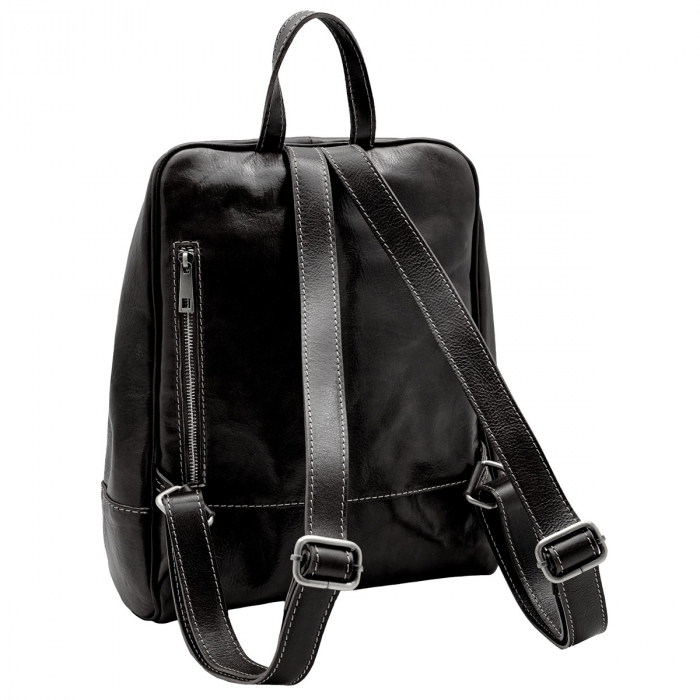 Rucsac unisex din piele naturala vachetta, model R135, Negru [4]