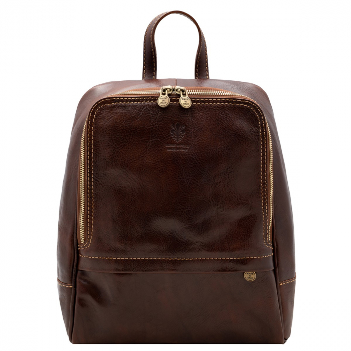 Rucsac unisex din piele naturala vachetta, model R135, Maro [3]