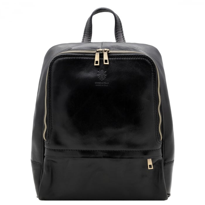 Rucsac unisex din piele naturala vachetta, model R135, Negru [2]