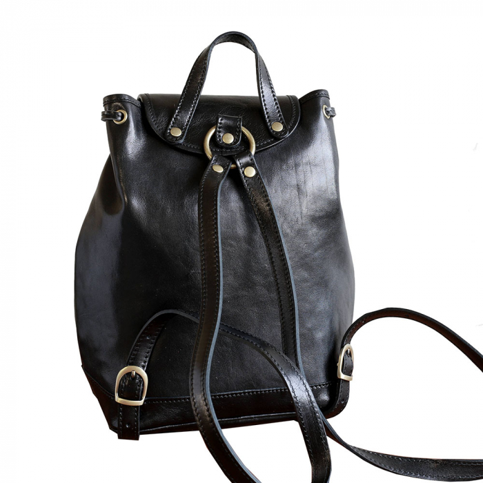 Rucsac unisex din piele neagra model R110 [2]