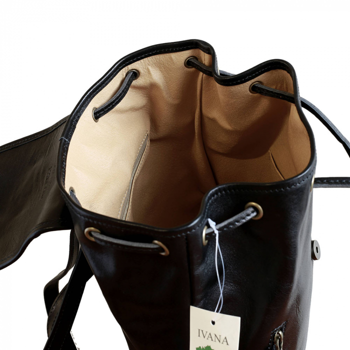 Rucsac unisex din piele neagra model R110 [3]