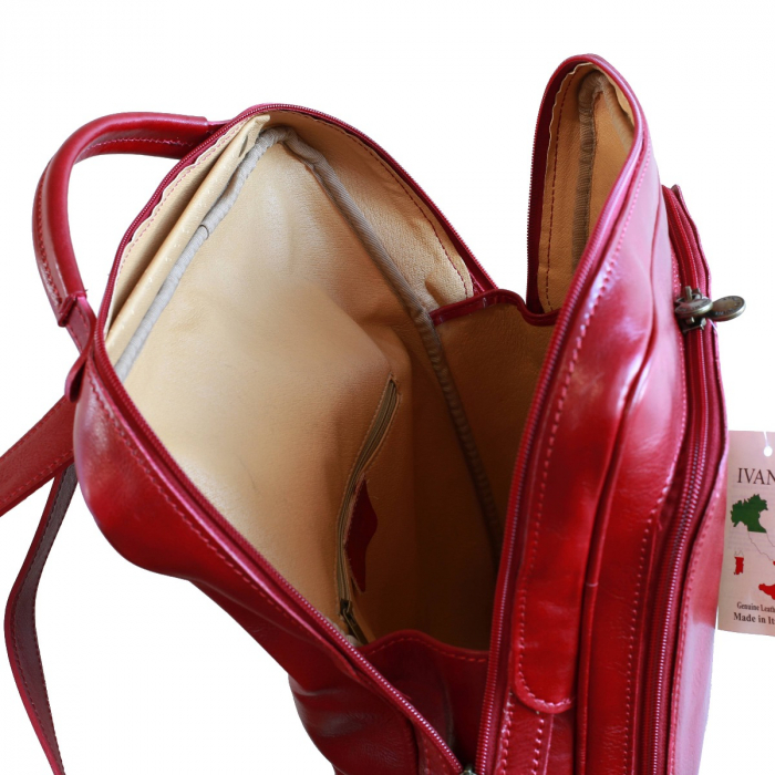 Rucsac  unisex din piele rosie model R107 [4]