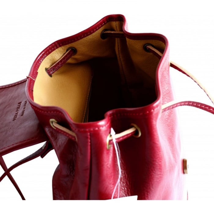 Rucsac unisex din piele rosie model R109 [3]
