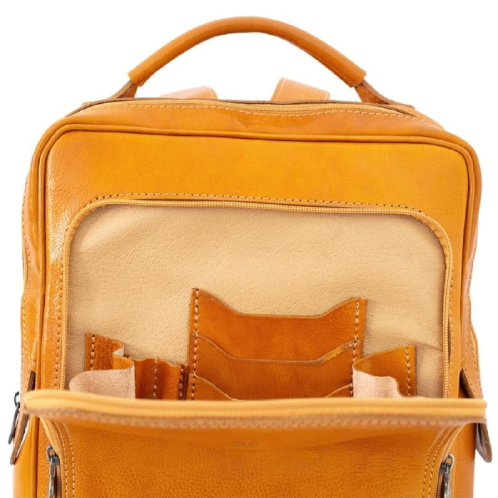 Rucsac  unisex din piele vachetta, model R106, Galben [2]