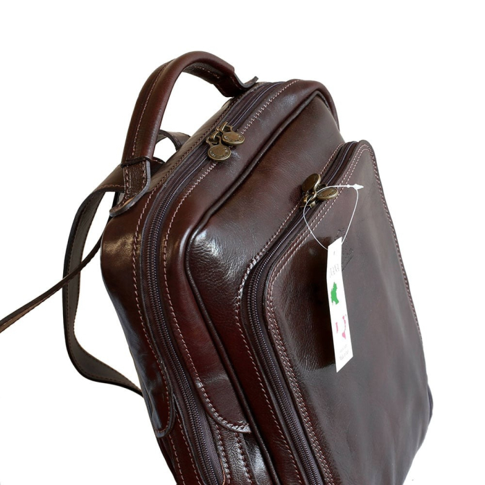 Rucsac  unisex din piele vachetta, model R106, Maro inchis [3]