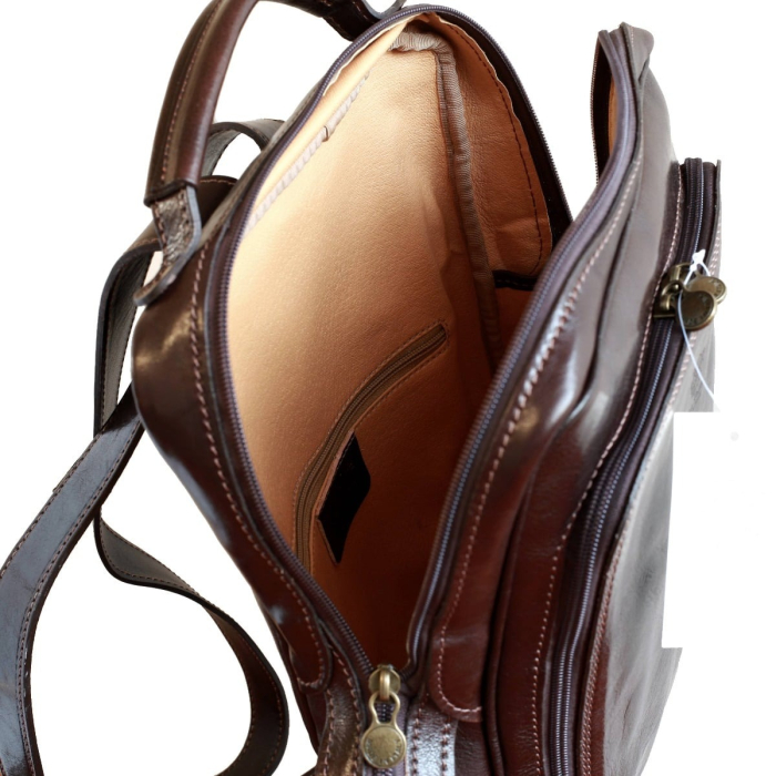 Rucsac  unisex din piele vachetta, model R106, Maro inchis [2]