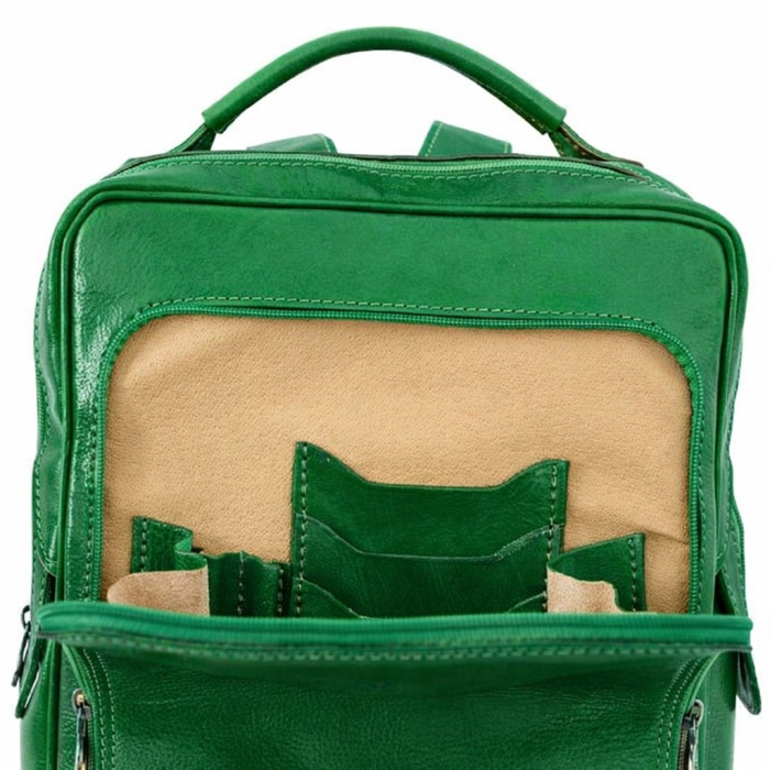Rucsac  unisex din piele vachetta, model R106, Verde [2]