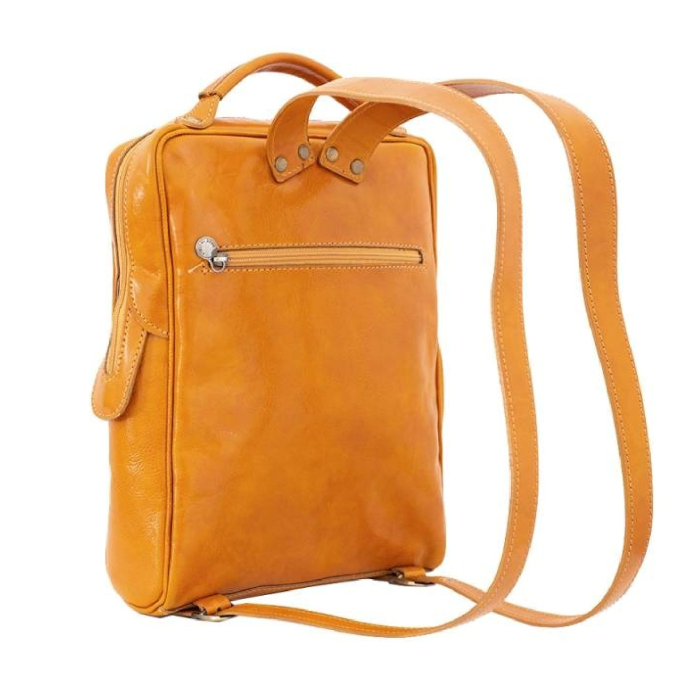 Rucsac  unisex din piele vachetta, model R106, Galben [4]