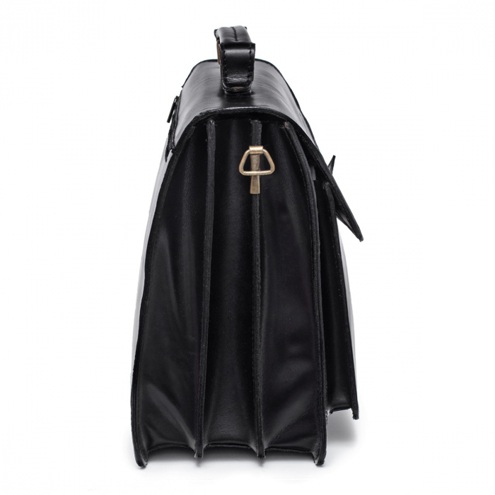 Servieta din piele naturala, model S019, Negru [2]
