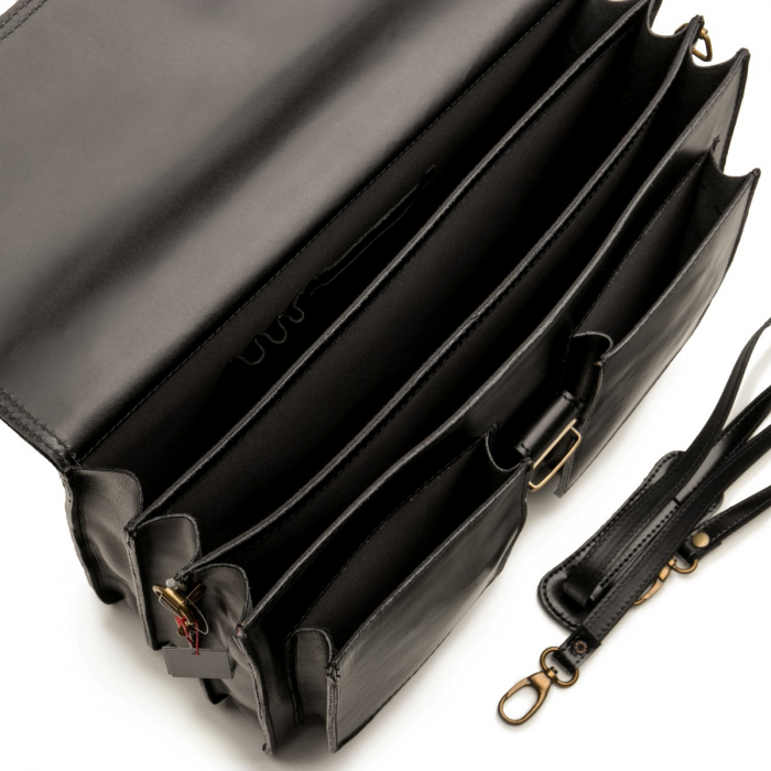 Servieta din piele naturala, model S019, Negru [3]
