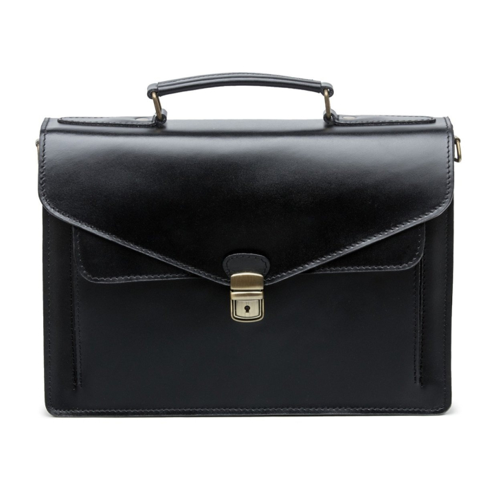 Servieta din piele naturala model S022, Negru [3]