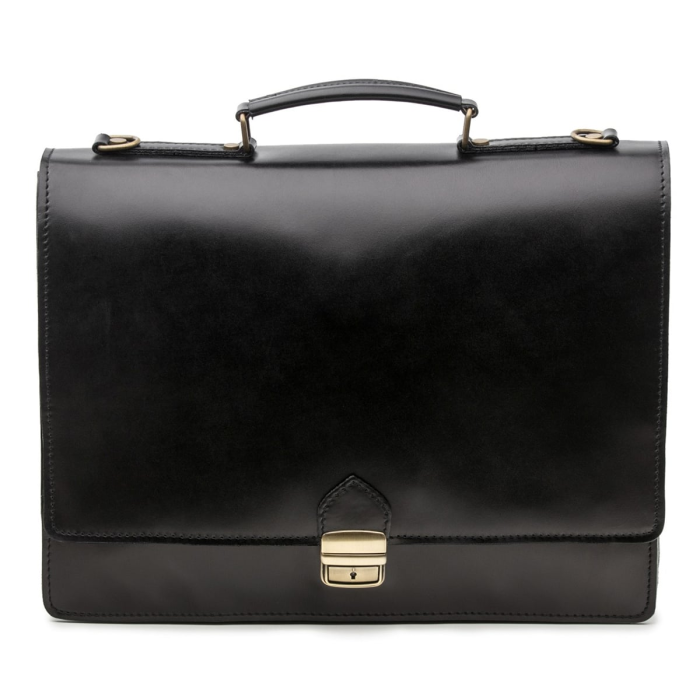 Servieta din piele naturala model S025, Negru [3]