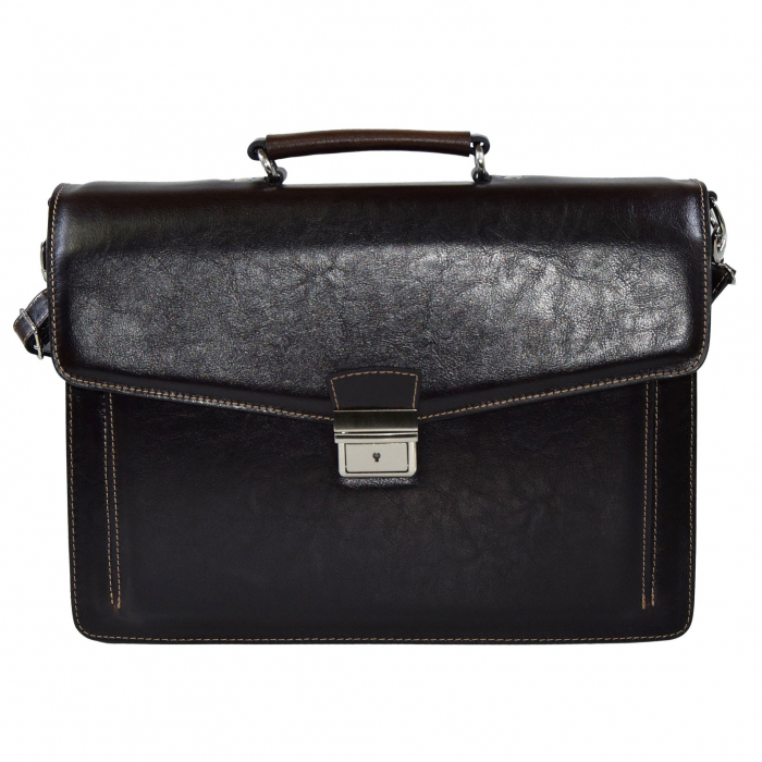 Servieta din piele naturala, model 014, Maro vintage [2]