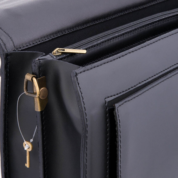 Servieta din piele naturala, model S018, Negru [4]