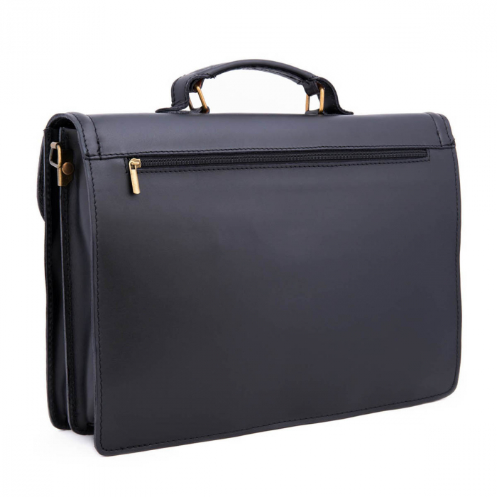 Servieta din piele naturala, model S018, Negru [2]