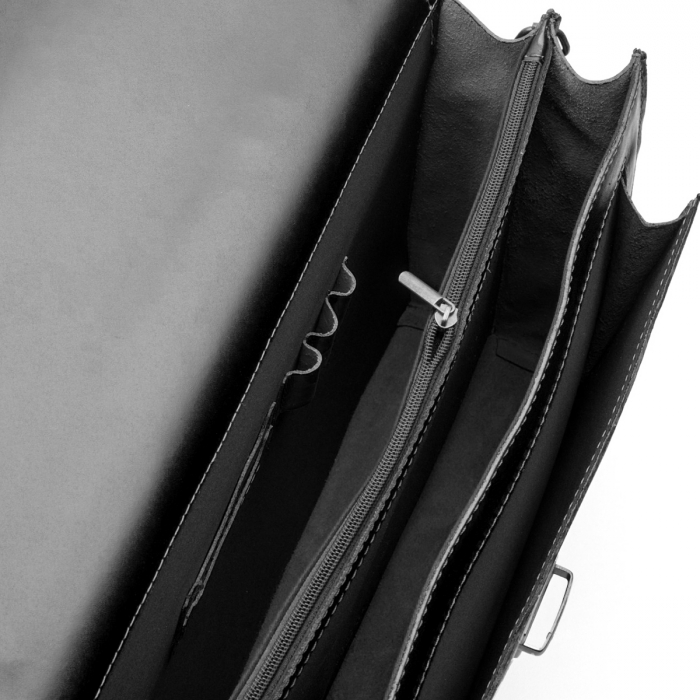 Servieta din piele naturala, model S018, Negru [3]
