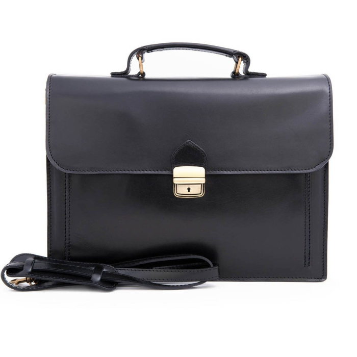 Servieta din piele naturala model S021, Negru [1]