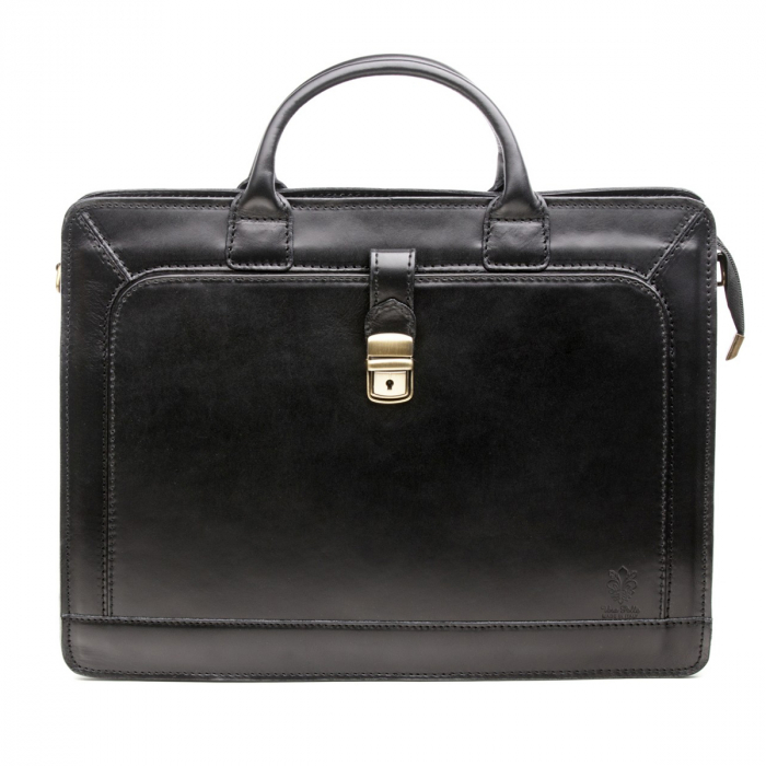 Servieta din piele naturala, model S023, Negru [2]