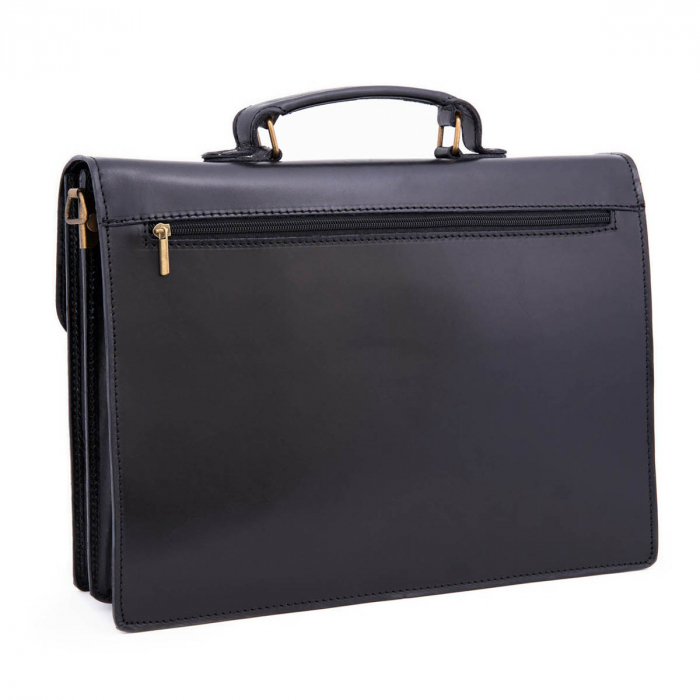 Servieta din piele naturala neagra model S021 [3]