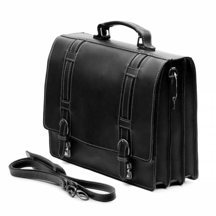 Servieta din piele naturala neagra model S024 [3]