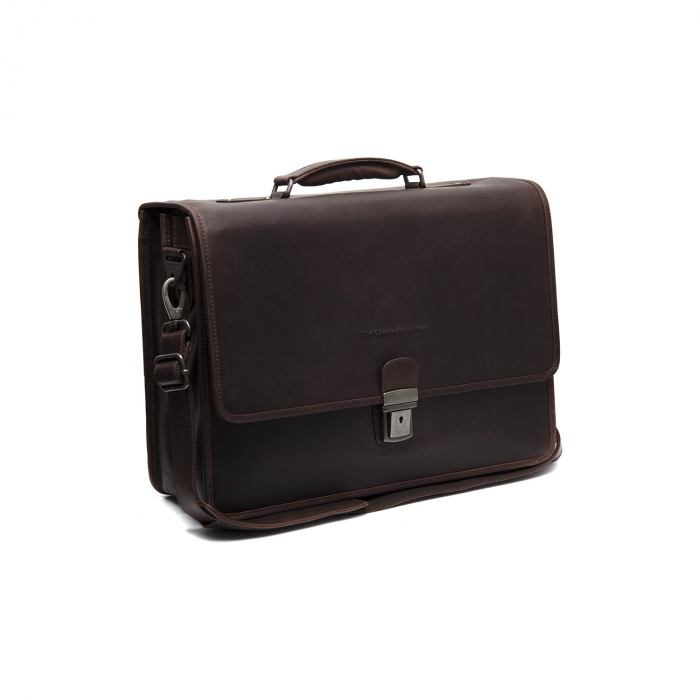 Servieta pentru acte si laptop 15 inch, The Chesterfield Brand, Glenwood, piele naturala, Maro inchis [1]