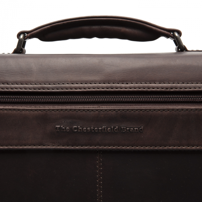 Servieta pentru acte si laptop 15 inch, The Chesterfield Brand, Glenwood, piele naturala, Maro inchis [4]