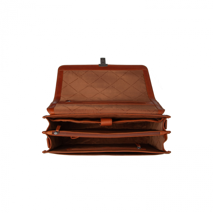 Servieta pentru acte si laptop 15 inch, The Chesterfield Brand, Glenwood, piele naturala, Maro coniac [2]