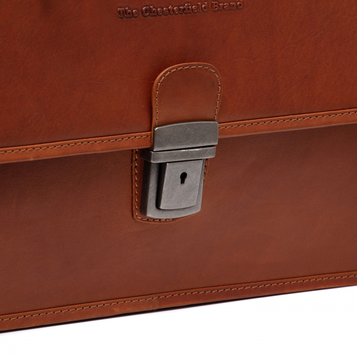 Servieta pentru acte si laptop 15 inch, The Chesterfield Brand, Glenwood, piele naturala, Maro coniac [5]