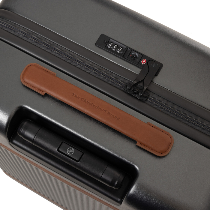 Troler mediu din policarbonat usor si piele naturala, The Chesterfield Brand, Zuna, Negru grafit [3]