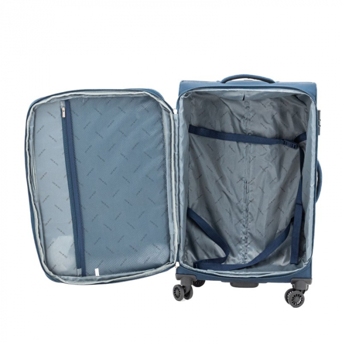 Troler mediu Kai 69 cm, material textil impermeabil, expandabil 30%, Albastru [5]