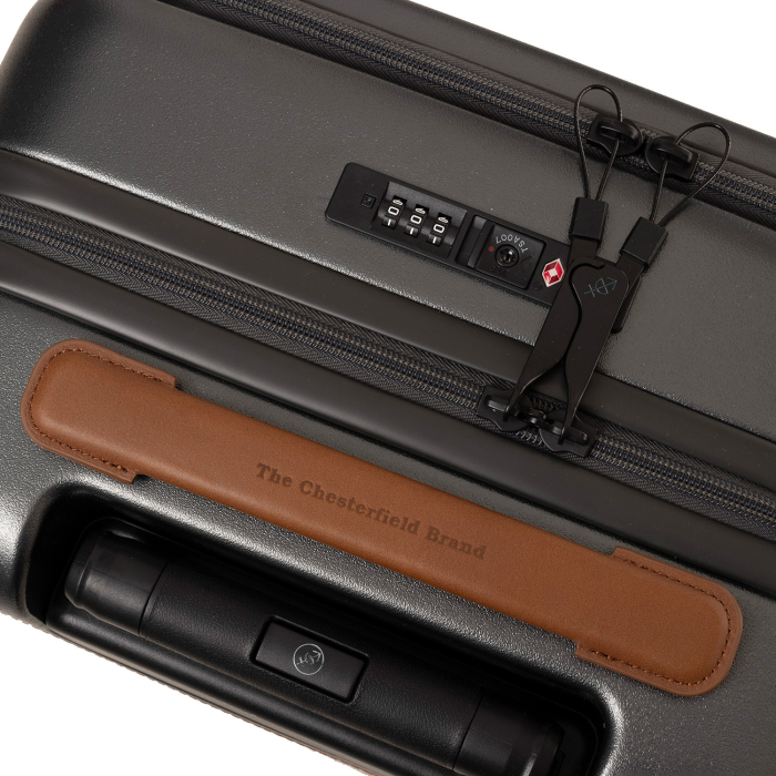 Troler mic cu compartiment de laptop, din policarbonat usor si piele naturala, The Chesterfield Brand, Zuna +, Negru grafit [8]