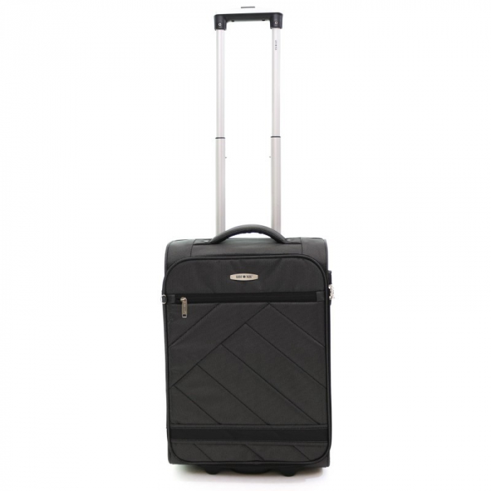 Troler mic Glamour 55 cm Lamonza, textil flexibil, Gri inchis [2]