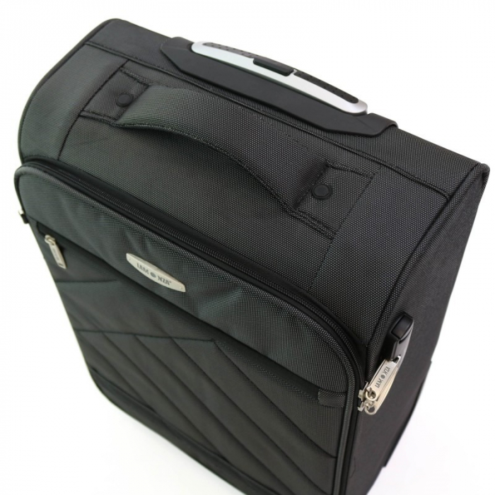 Troler mic Glamour 55 cm Lamonza, textil flexibil, Gri inchis [5]