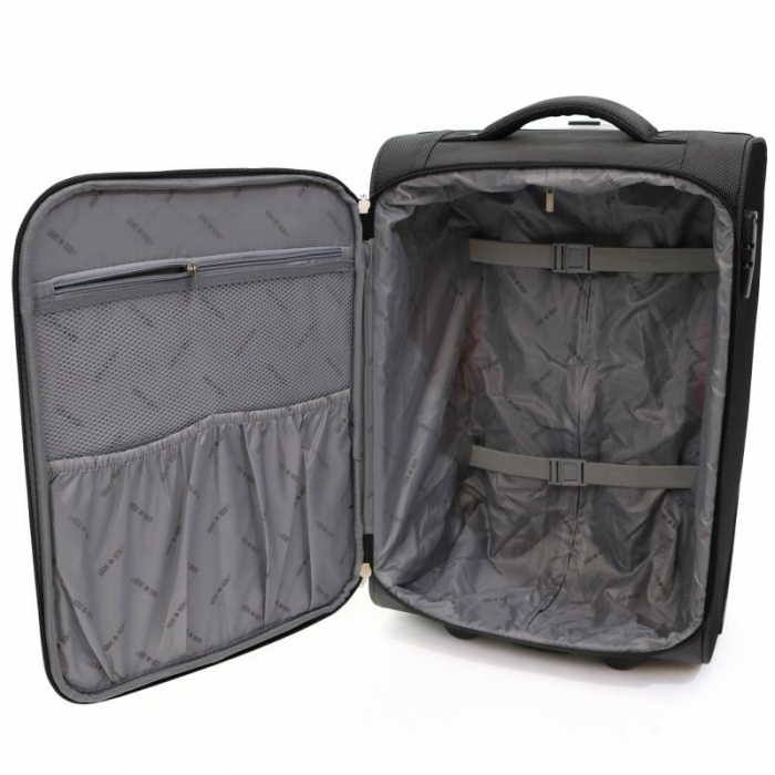 Troler mic Glamour 55 cm Lamonza, textil flexibil, Gri inchis [3]