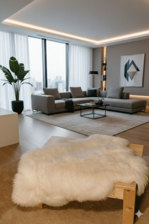 Decoratiuni din blana - Blana naturala decorativa de miel, Alb