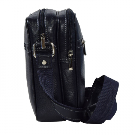 Borseta de barbati din piele naturala moale, model 10 cu fermoare, Bleumarin mat [2]