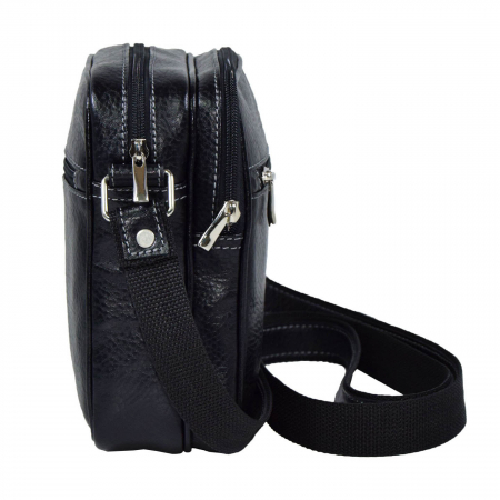 Borseta de barbati din piele naturala moale, model 10 cu fermoare, Negru mat [2]
