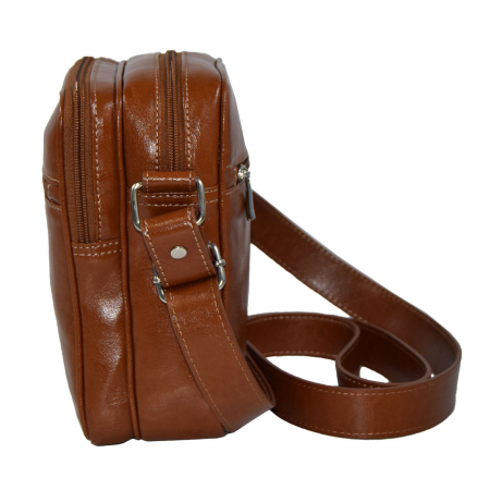 Borseta de barbati din piele naturala, model 10 cu fermoare, Maro tabac [2]