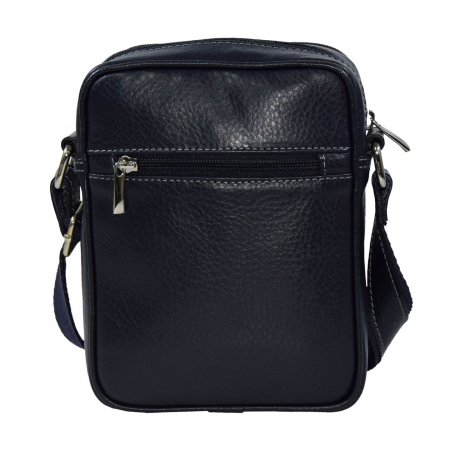 Borseta de barbati din piele naturala moale, model 10 cu fermoare, Bleumarin mat [1]