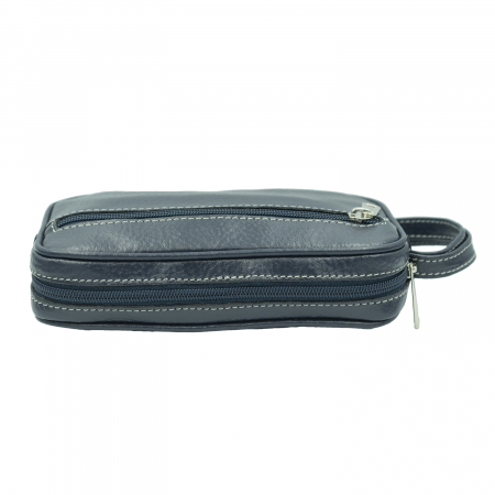 Borseta de barbati din piele naturala moale, model 015 de mana, Bleumarin mat [5]