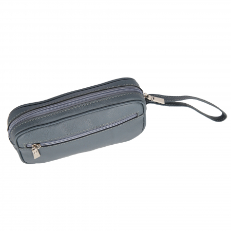 Borseta de barbati din piele naturala moale, model 015 de mana, Gri [6]