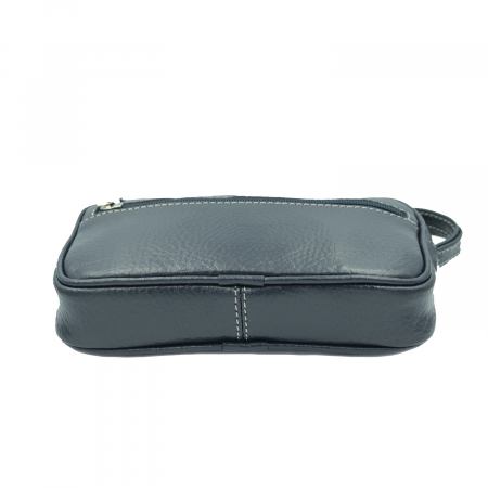 Borseta de barbati din piele naturala moale, model 015 de mana, Bleumarin mat [4]