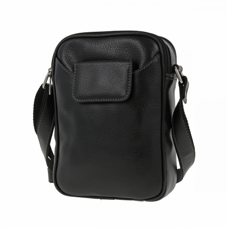 Borseta de barbati din piele naturala moale, model 045, Negru mat [4]